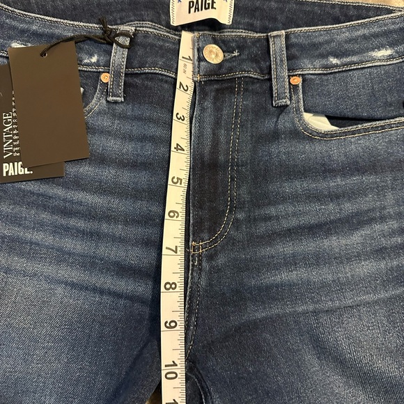 PAIGE Blue High Rise Jeans Hoxton with Distressed Detailing size 28 NEW - Picture 8 of 13